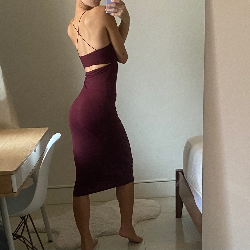 Alexander wang crimson maroon bodycon mid dress
